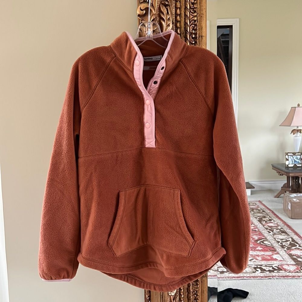 Women’s Fleece Pull Over Orange Sonoma Size Medium
